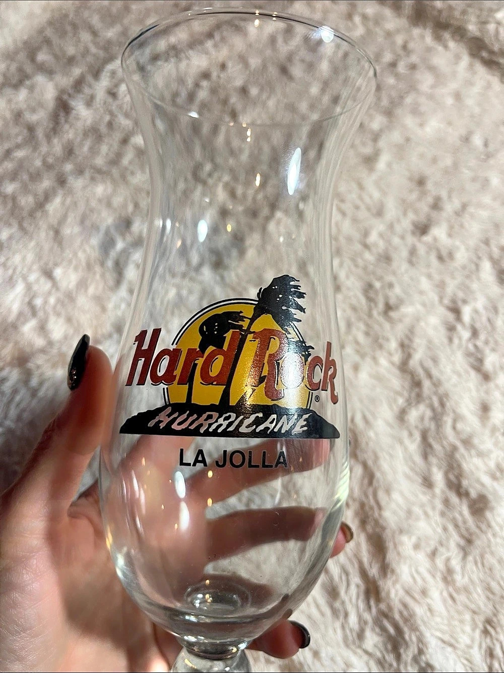 Hard Rock Cafe La Jolla Souvenir Hurricane Glass Clear & Red